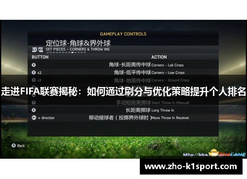 走进FIFA联赛揭秘：如何通过刷分与优化策略提升个人排名